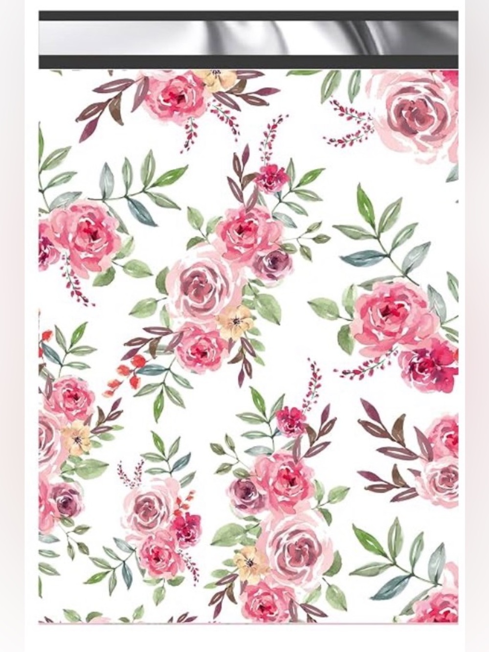 25 Pink Floral 10x13 Watercolor Rose Pattern poly mailers